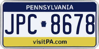 PA license plate JPC8678