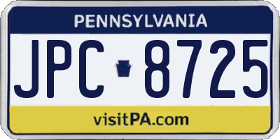 PA license plate JPC8725