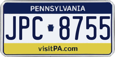 PA license plate JPC8755