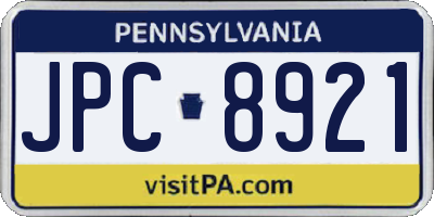 PA license plate JPC8921