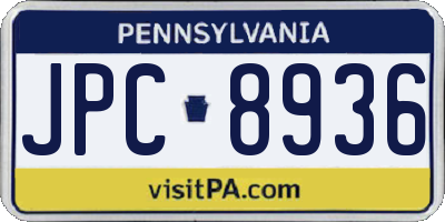 PA license plate JPC8936