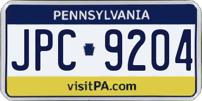 PA license plate JPC9204