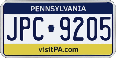 PA license plate JPC9205