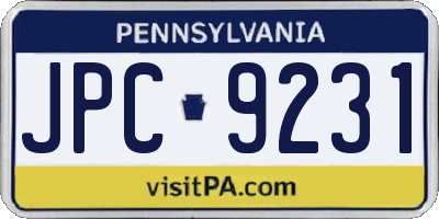 PA license plate JPC9231