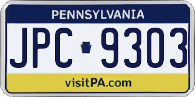 PA license plate JPC9303