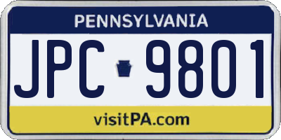 PA license plate JPC9801