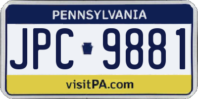 PA license plate JPC9881