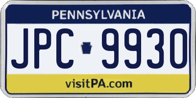 PA license plate JPC9930