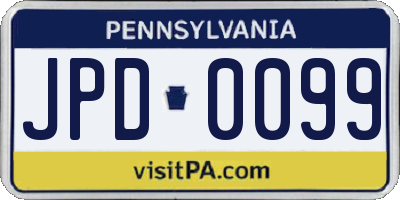 PA license plate JPD0099