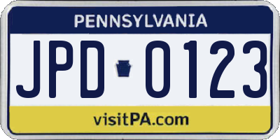 PA license plate JPD0123