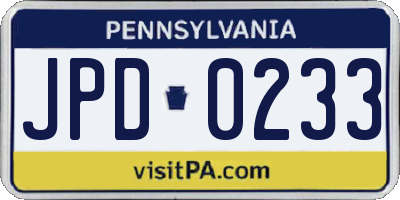 PA license plate JPD0233