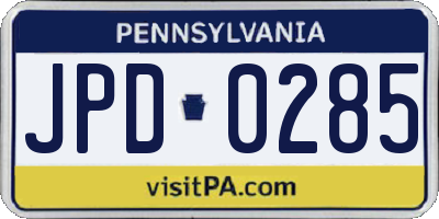 PA license plate JPD0285