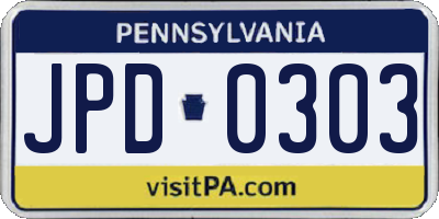 PA license plate JPD0303