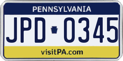 PA license plate JPD0345
