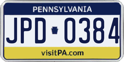 PA license plate JPD0384