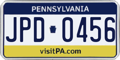 PA license plate JPD0456