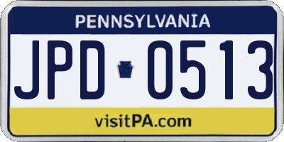 PA license plate JPD0513