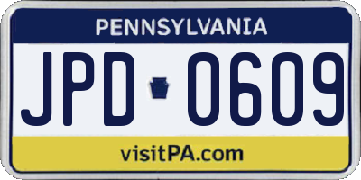 PA license plate JPD0609