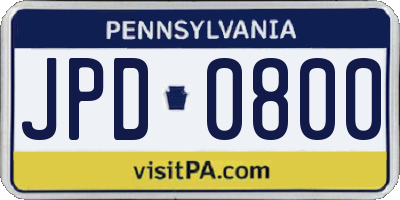 PA license plate JPD0800
