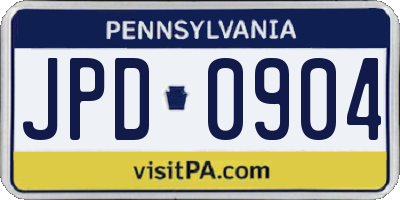PA license plate JPD0904
