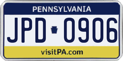 PA license plate JPD0906