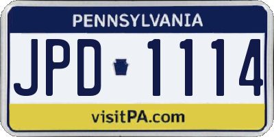 PA license plate JPD1114