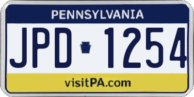 PA license plate JPD1254