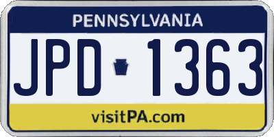 PA license plate JPD1363