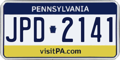 PA license plate JPD2141