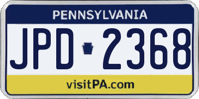 PA license plate JPD2368