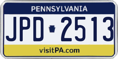 PA license plate JPD2513