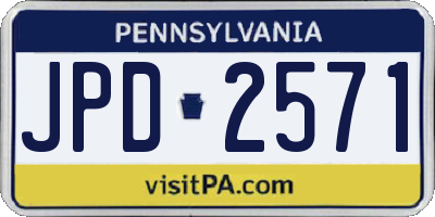 PA license plate JPD2571