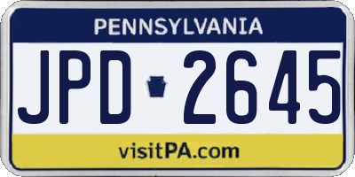 PA license plate JPD2645