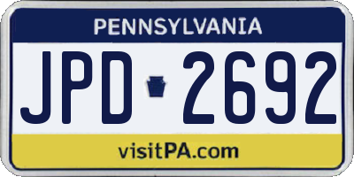 PA license plate JPD2692