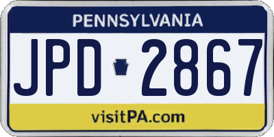 PA license plate JPD2867