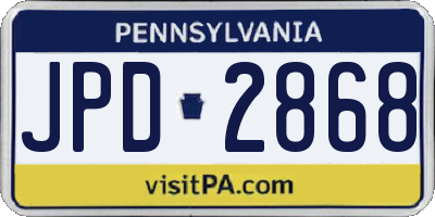 PA license plate JPD2868