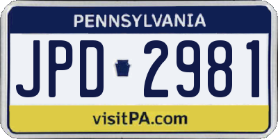 PA license plate JPD2981