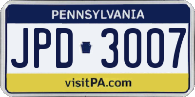 PA license plate JPD3007