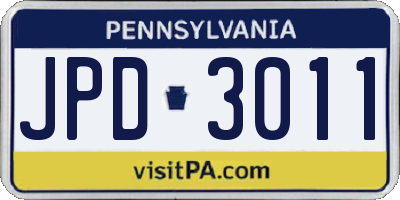 PA license plate JPD3011