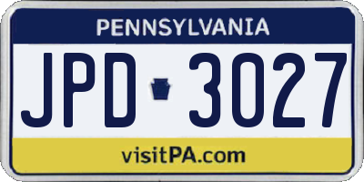 PA license plate JPD3027