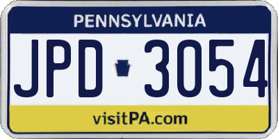 PA license plate JPD3054