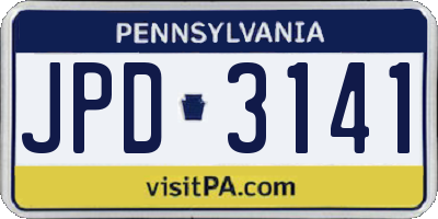 PA license plate JPD3141