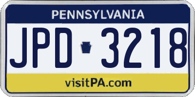 PA license plate JPD3218