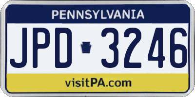 PA license plate JPD3246
