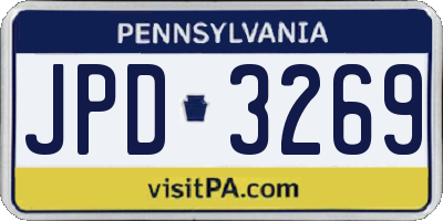 PA license plate JPD3269