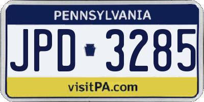 PA license plate JPD3285