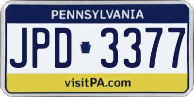 PA license plate JPD3377