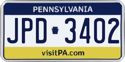 PA license plate JPD3402