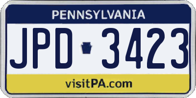 PA license plate JPD3423