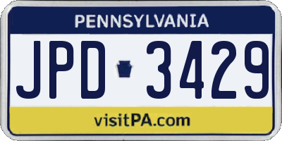 PA license plate JPD3429